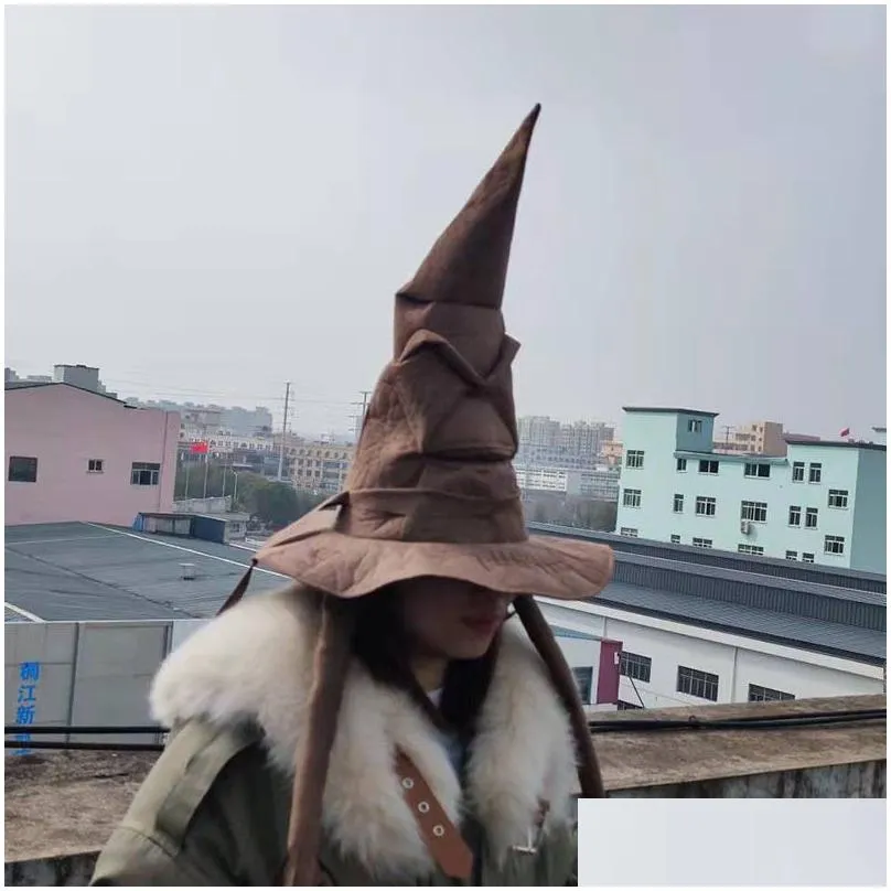Halloween Supplies Angled Witch Hat Movies Sorting Leather Wizard Hats Party Props Cosplay Costumes Accessories Home 220720 Drop Deliv Dhdrg