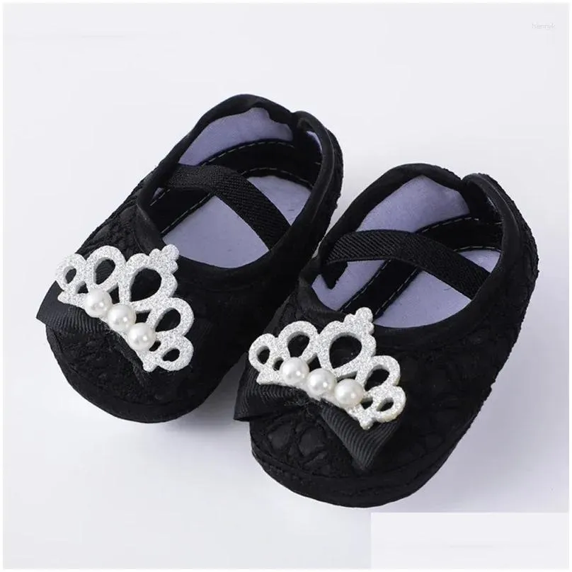 First Walkers Born Girl 0-12Months Baby Shoes Spring Sweet Crown Princess Infant Girls Crib Drop Delivery Ot8Wc