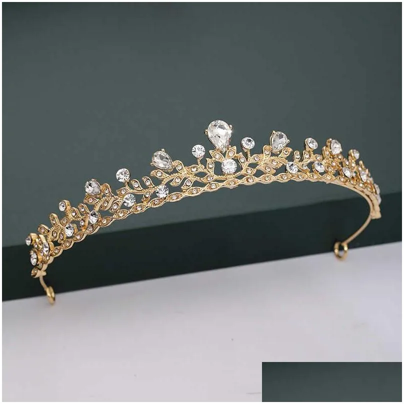 Tiaras Gold Sier Color And Crowns For Wedding Bride Party Crystal Pearls Diadems Rhinestone Head Ornaments Fashion Accessories Drop D Dhwbx