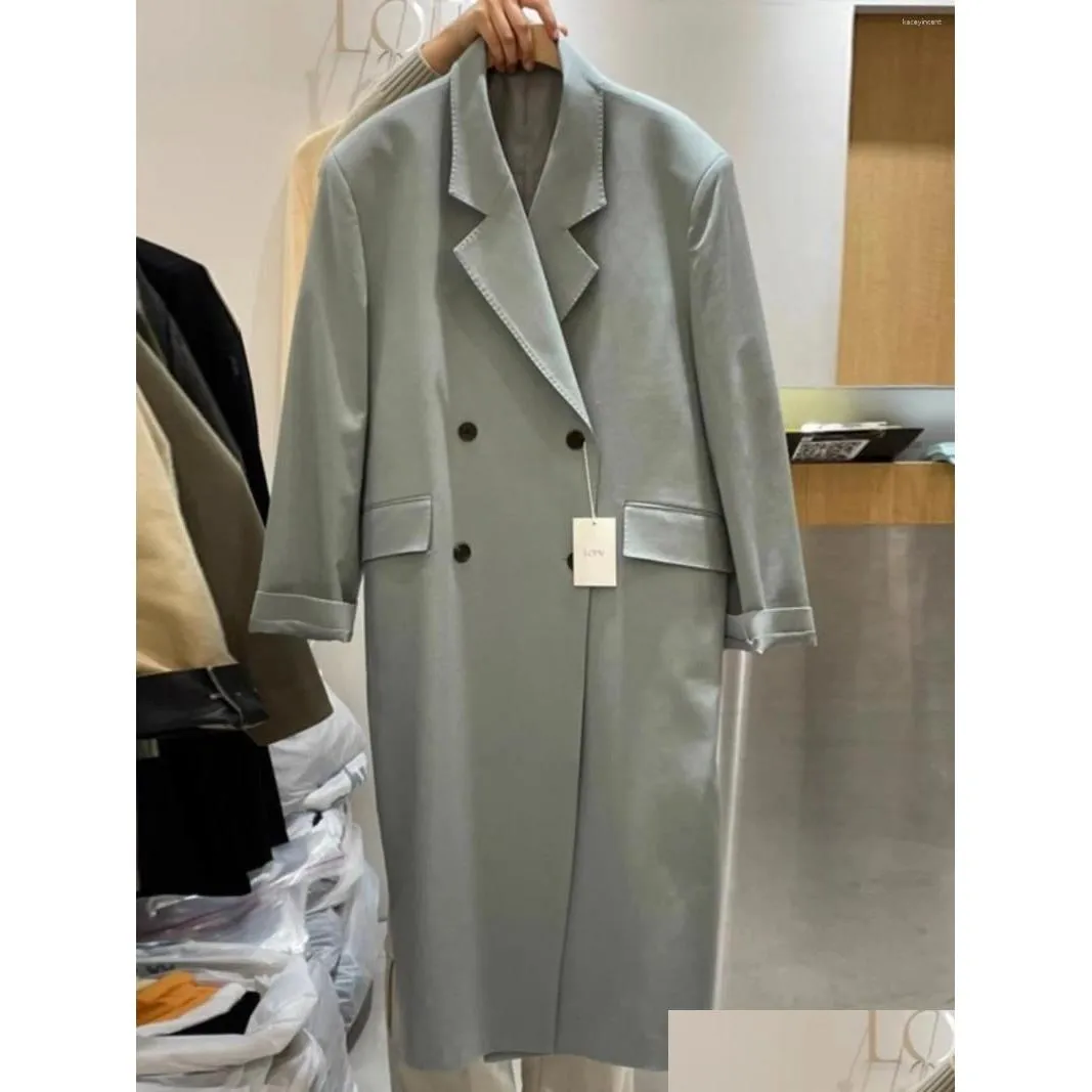 Women`s Suits SuperAen Spring 2024 Korean Loose Suit Overcoat Long Two Buckle Blazer Jacket Women