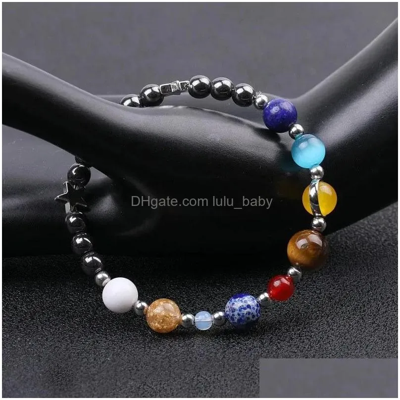 charm bracelets universe eight planets bracelet guardian star men natural hematite bead women solar system energy braclet jewelry gift