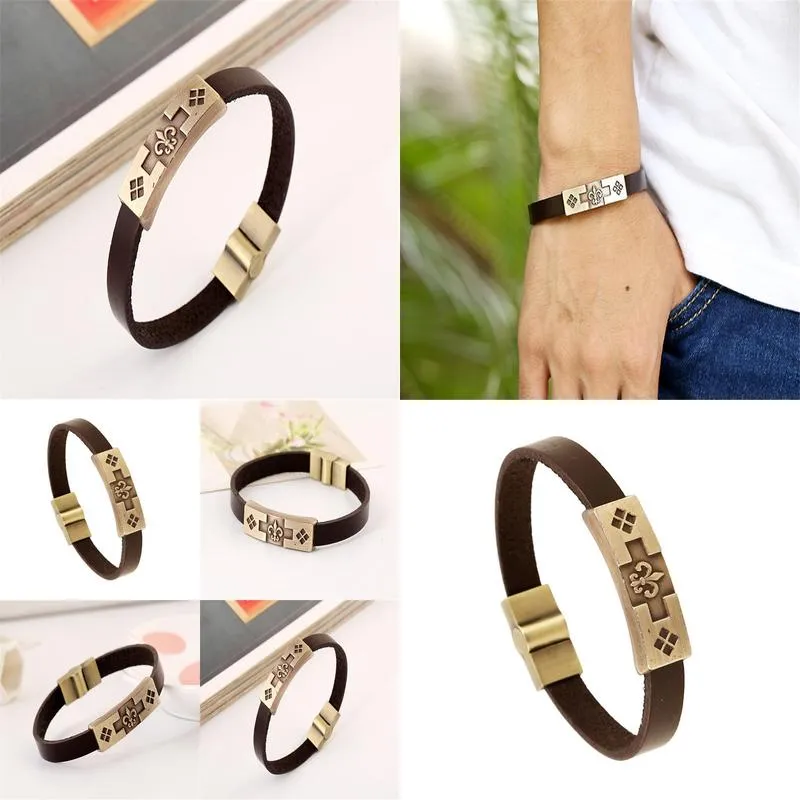 Charm Bracelets Fashion Design Tag String Adjustable Leather Bracelet Wristband Bangle Cuff For Women Men Jewelry Will And Sandy D Dr Otv8J