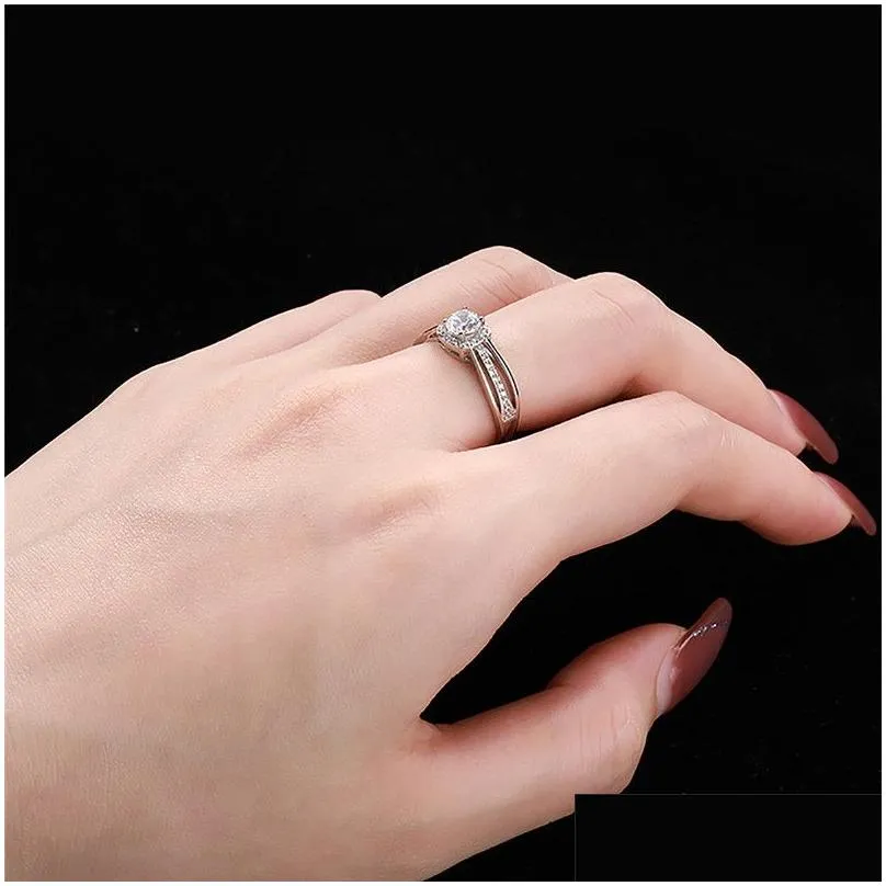 Wedding Rings Proposal Love Ring 925 Sterling Sier For Women 5A Cubic Zirconia White Diamond Luxury Jewelry Bride Engagement Promise Dhnuy