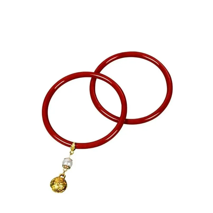 Bangle Chinese Charm Double Layer Bracelet Ancient Jewelry Natural Fashion Pure Glass Exquisite Red 58-62mm Woman