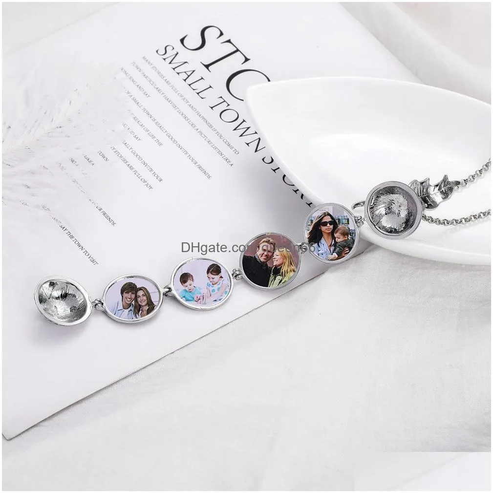 Lockets Magic Po Pendant Memory Floating Locket Necklace Plated Angel Wings Flash Box Fashion Album Necklaces For Drop Delivery Jewelr Dhmze