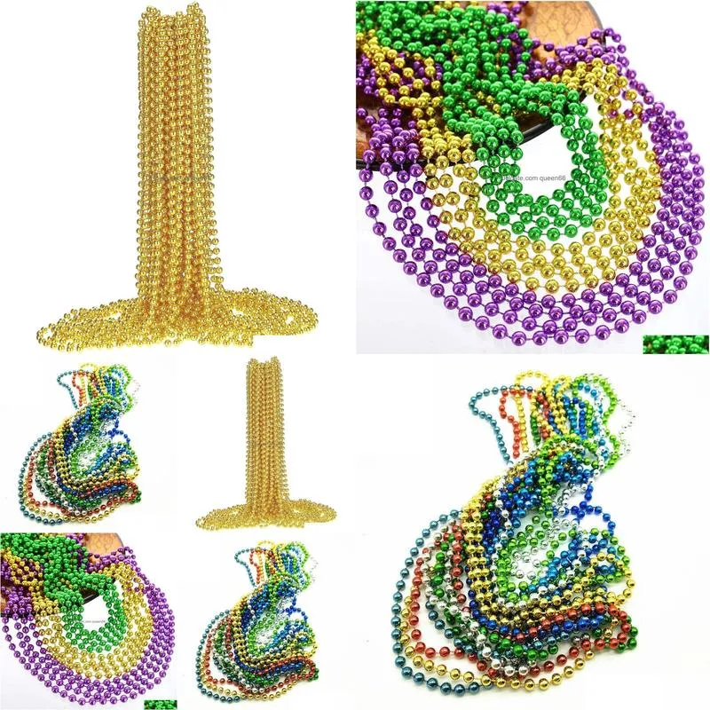 Beaded Necklaces 80Cm Purple Gold And Green Mardi Gras Beads New Years Celebration Party Necklace Drop Delivery Jewelry Pendants Dhqg4