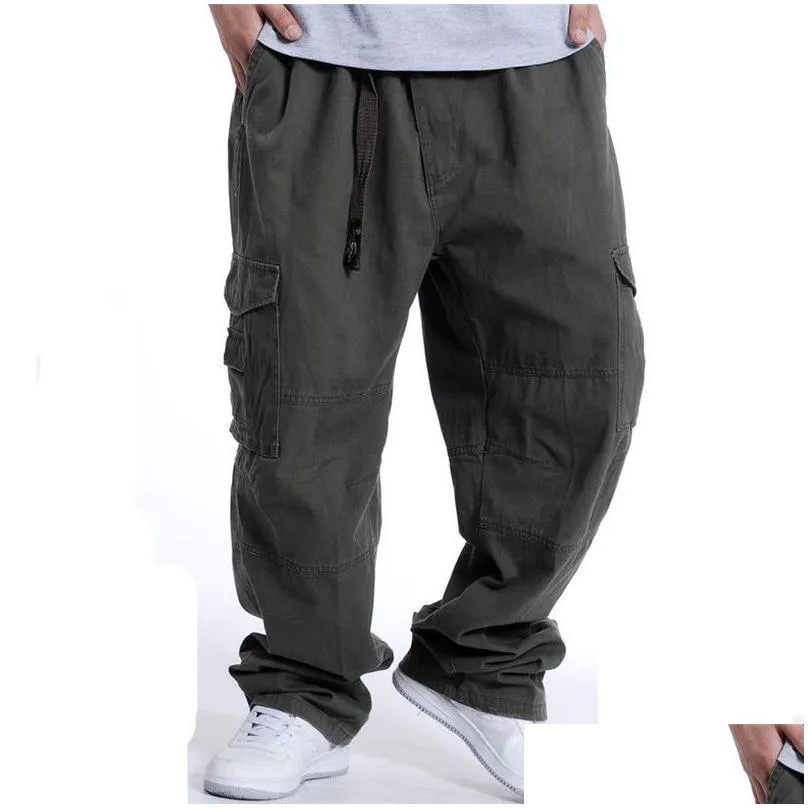 Men`S Pants 4 Colors Mens Retro Elastic Waist Overalls Trousers Hip-Hop Style Casual Sports Fashion Drop Delivery Apparel Clothing Dh32M