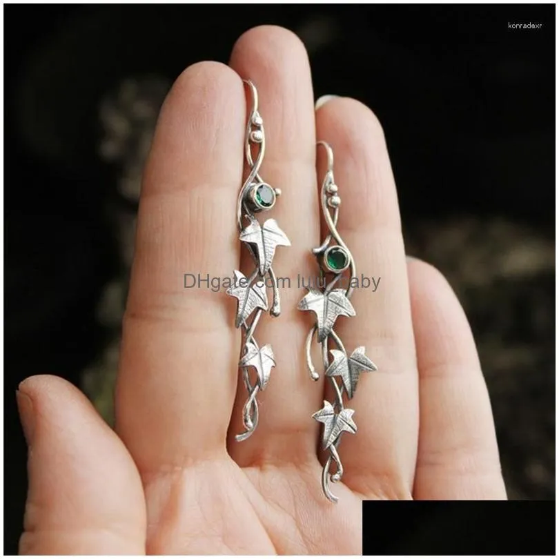 dangle earrings vintage ivy elven for women silver color leaf long earring fashion halloween cosplay accessories wholesale drop