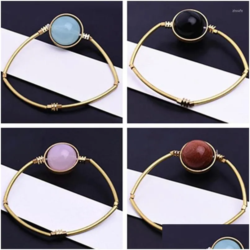 Bangle 2022 Retro Selling Crystal Stone Bead Bracelet Cute Ball Cuff Bangles For Women Girl Jewelry Gifts Accessories Wholesale