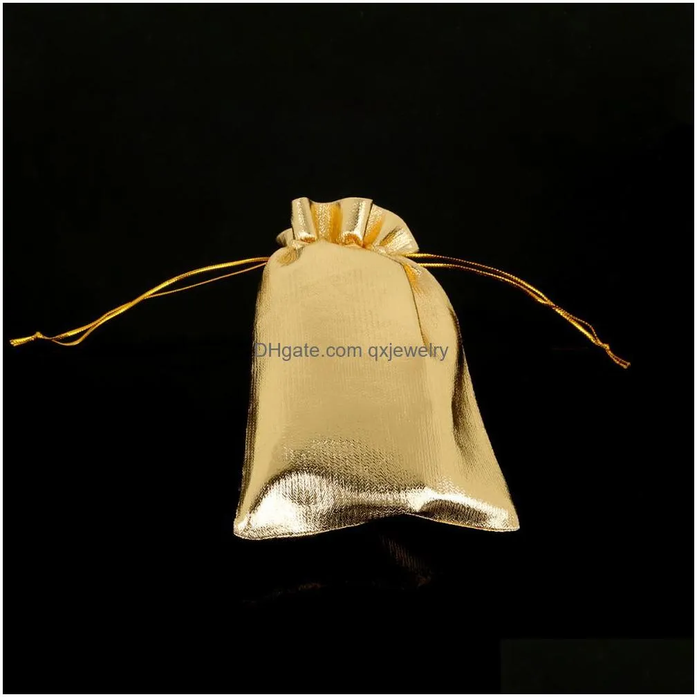 Jewelry Pouches, Bags 7X9 9X12 10X15Cm 13X18Cm Adjustable Cloth Bag Packing Gold Sier Color Dstring Dable Wedding Gift Pouches Wholesa Dh2Ot