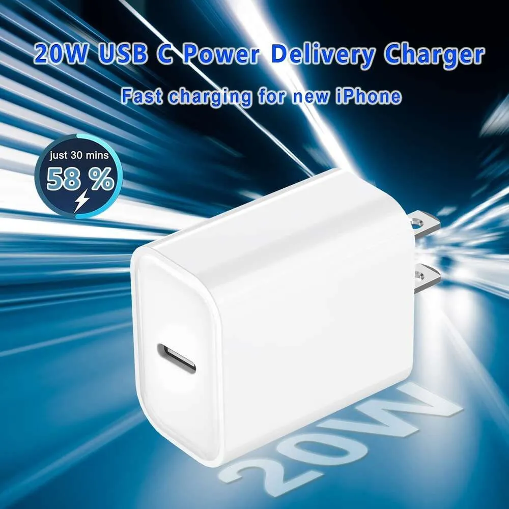 2-pcs 20w usb c-type wall  pd power adapter for iphone 15/14