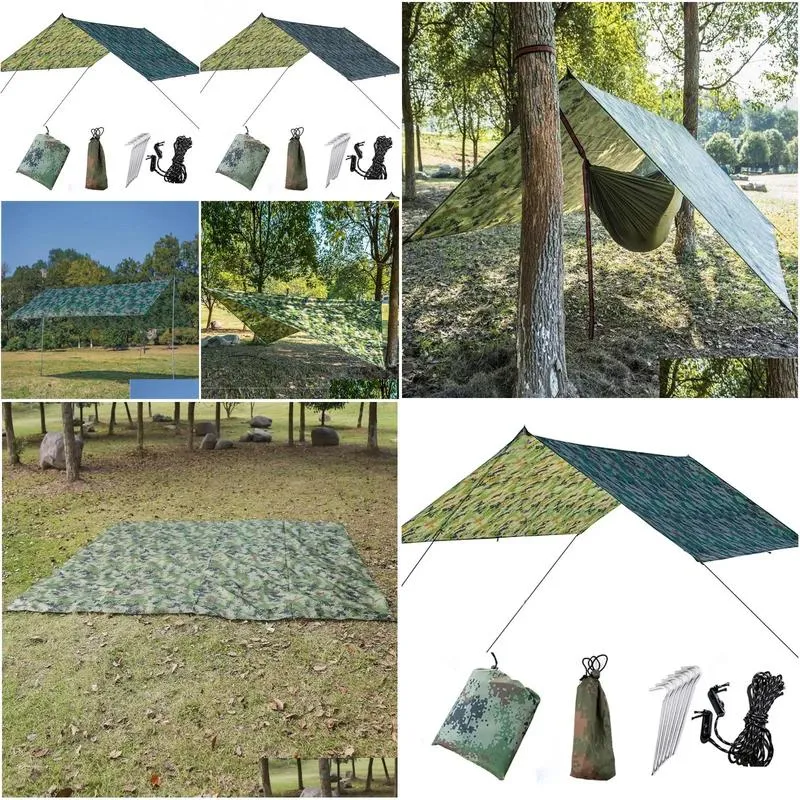 Shelters 1x1.45m/3mx3m Waterproof Tent Tarp Outdoor Camping Hammock Rain Fly UV Garden Awning Canopy Sunshade Camping BBQ Tent Tarp