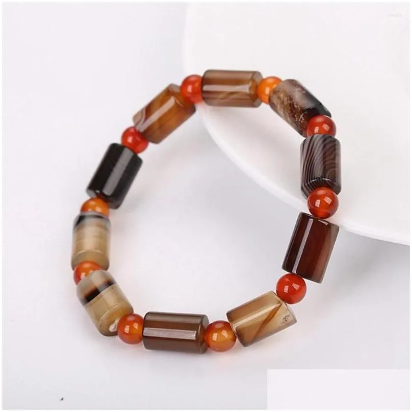 Bangle Natural Gem Stone Bangles Line Amber Rhodonite Topaz Love Heart Fitting Healing Beads Bracelets Rectangle Stones Women Jewelry