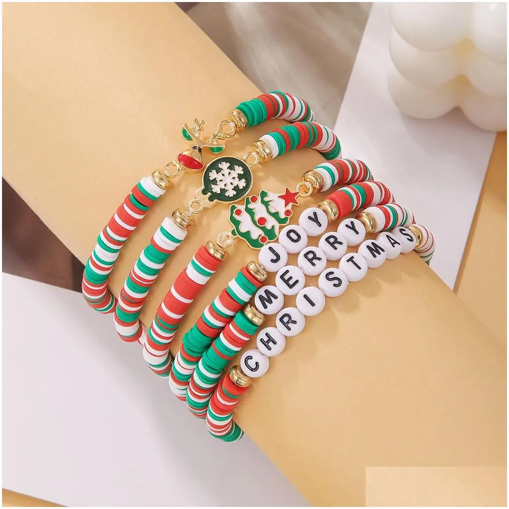 heishi clay bead bracelet set women colorful stackable vinyl disc polymer beaded stretch bracelets preppy bohemian summer beach charm jewelry for christmas