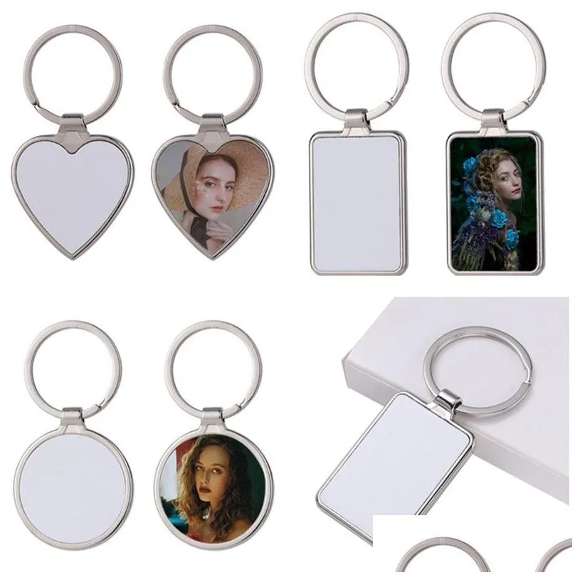 sublimation blank diy keychains heart round designer keychain wallet handbag square lover keychains car key ring for woman man valentines day christmas