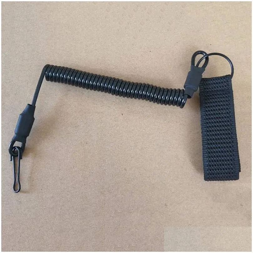 Tactical Accessories Anti-lost Elastic Lanyard Rope Spring Safety Strap Gun Rope for Key Ring Chain Flashlight Hunting