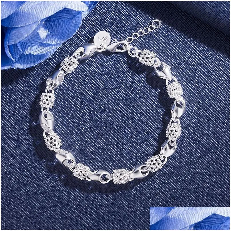 925 stamped hollow ball bracelets for women girls sterling silver charm fashion design chain bracelet bangle jewelry gift with lobster