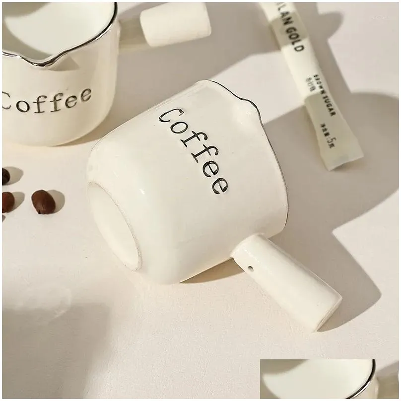 Measuring Tools 1 Pc Korean Ins Feel 3 Oz/90 Ml Ceramic Cup Espresso Extract Mug Spinner Milk With Scale Kitchen