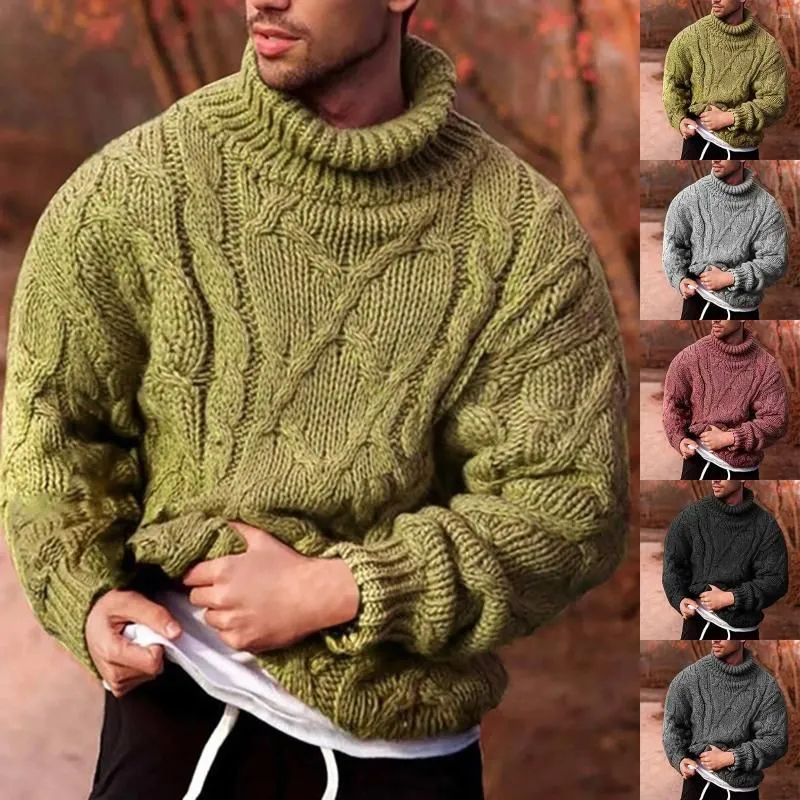 Men`s Sweaters 2023 Solid Color Fashion Casual Turtleneck Warm High Stretch Sweater Petite Coat Lady Coats
