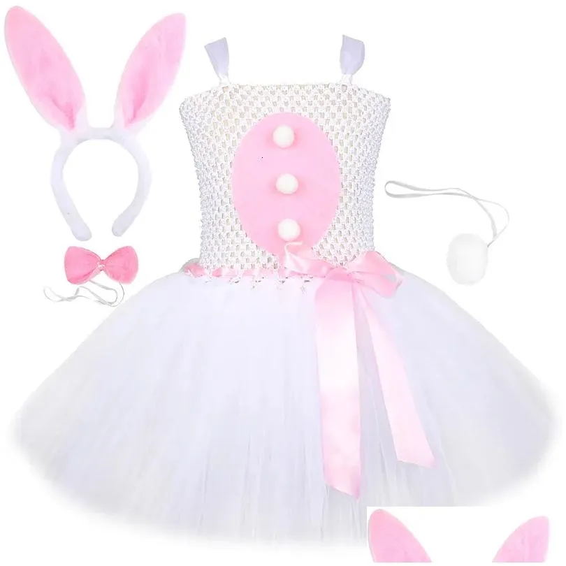 Girl`S Dresses Girls Baby Easter Bunny Tutu Dress For Kids Rabbit Cosplay Costumes Toddler Girl Birthday Party Tle Outfit Holiday Clot Dh3Gn