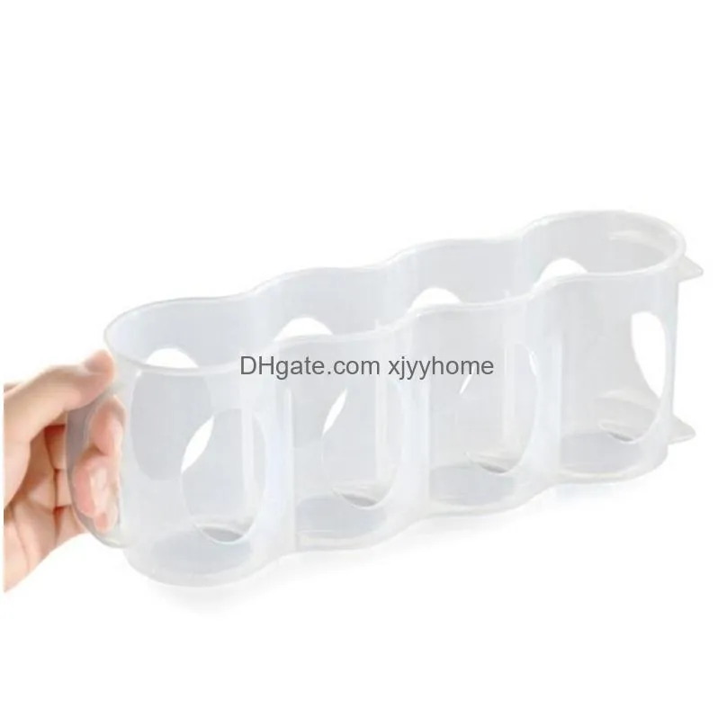 Hooks & Rails 1Pcs Home 4 Holes Drink Bottle Holder Beer Soda Can Storage Box Fridge Refrigeration Food Kitchen Organizer Accessories Dh1Wj