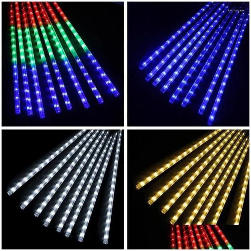 Led Strings Thrisdar Meteor Shower Rain Lights Falling Light Waterproof Xmas Icicle Fairy String For Christmas Holiday Drop Delivery L Dhr6U