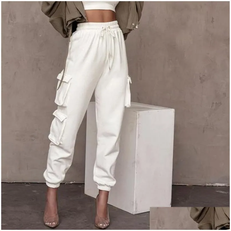 Women`s Pants Capris Spring Autumn Vintage Patchwork Joggers Sweatpants Harajuku Woman Trousers Elastics High Waist Solid 5 Colors