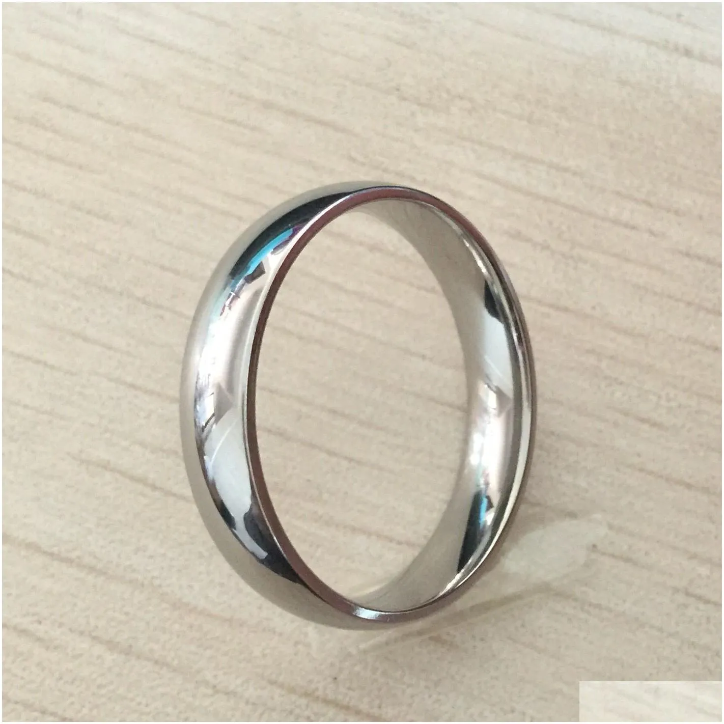 Classic male Real white Gold Color 6mm Titanium Steel Women Men Wedding silver Ring Top Quality Do not fade Lovers Wedding Jewelry279w