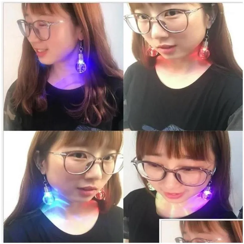 Dangle & Chandelier Korean Harajuku Personality Funny Nightclub Colorful Light Bulb Earrings Female 1 Pair13009