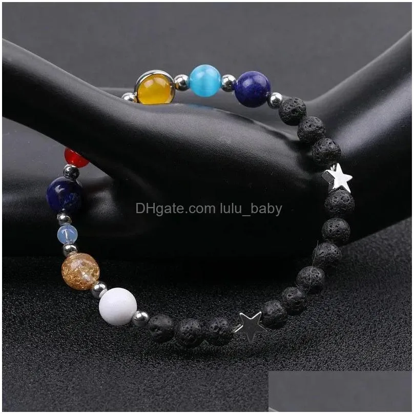 charm bracelets universe eight planets bracelet guardian star men natural hematite bead women solar system energy braclet jewelry gift