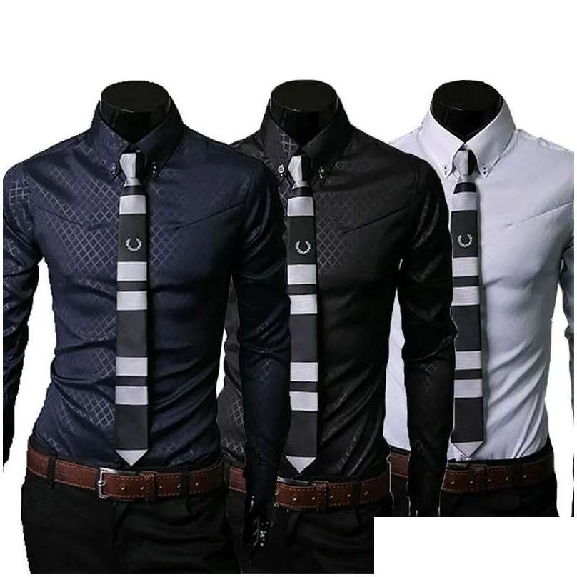 Men`S Dress Shirts Mens Men Arrivals Slim Fit Male Shirt Solid Long Sleeve British Style Office Cotton Fashion 2021 Drop Delivery App Dhuun