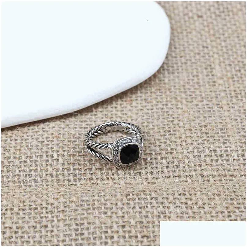 Band Rings Black Wedding Inlaid 18K Love Ring Sliver Gold Luxury Women Fashion Designer Engagement Jewelry Onyx Cz Banquet Accessorie Otwwz