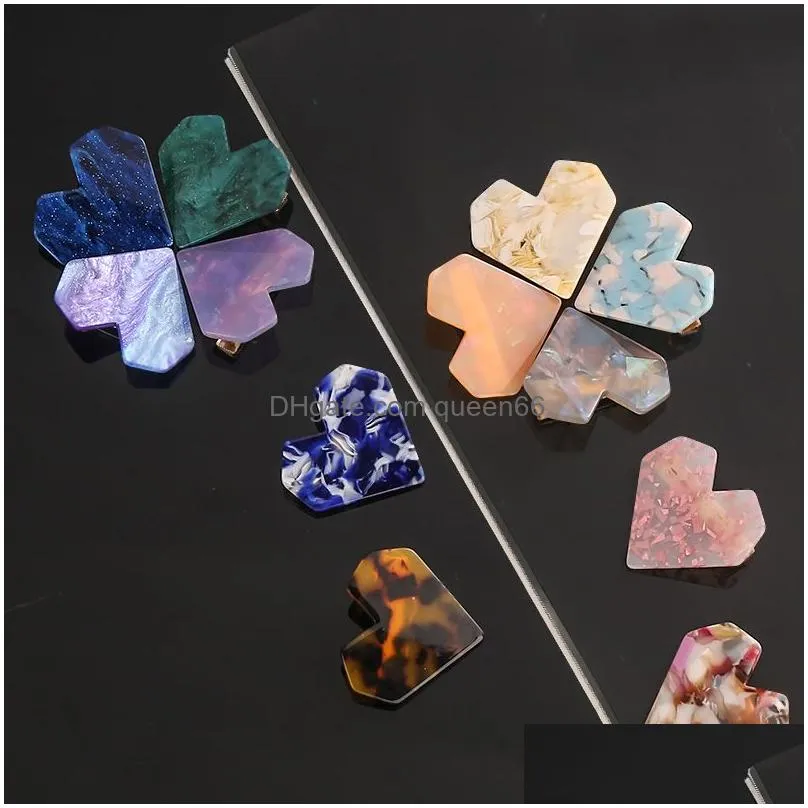 Hair Clips & Barrettes Fashion Acrylic Heart Shape For Women Girl Hairpins Shiny Lovely Shell Hairgrip Hairs Accessories Drop Deliver Dhrbv