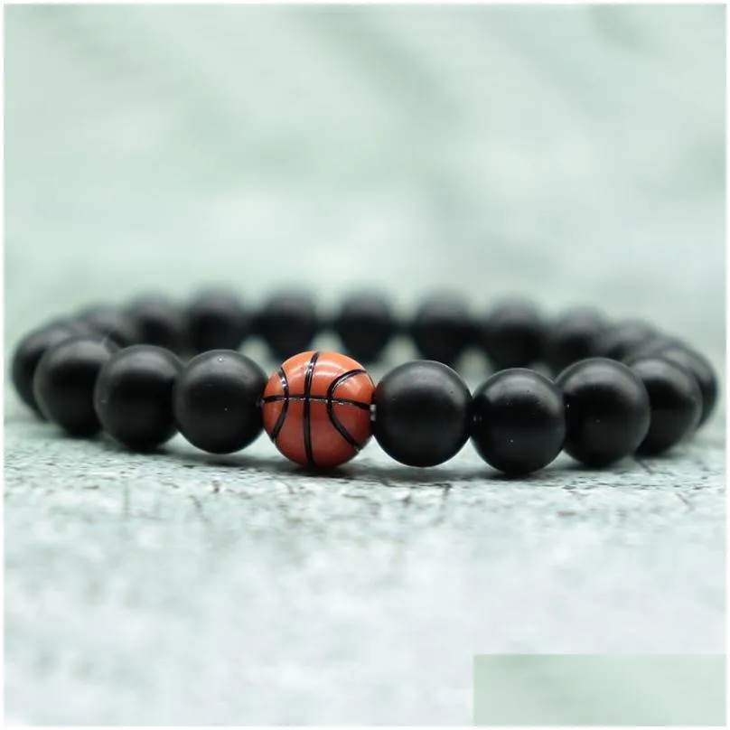 10mm beaded strands bracelet mens gym baseball basketball rugby football turquoise round beads sports bangles gifts fashion natural stone jewelry