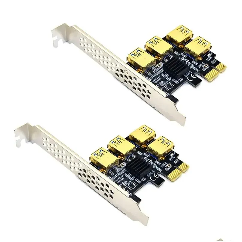Computer Cables 2X PCIE Riser Card Adapter 4 Ports PCI-E 1 To USB 3.0 Extender For Ethereum ETH/Monero XMR/Zcash BTC Mining