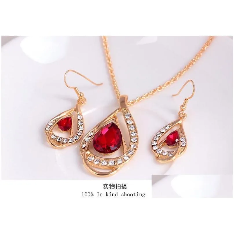 bridesmaid jewelry set solid gold earring necklace pendants beautiful australian crystal jewelry indian jewellery set party jewelry