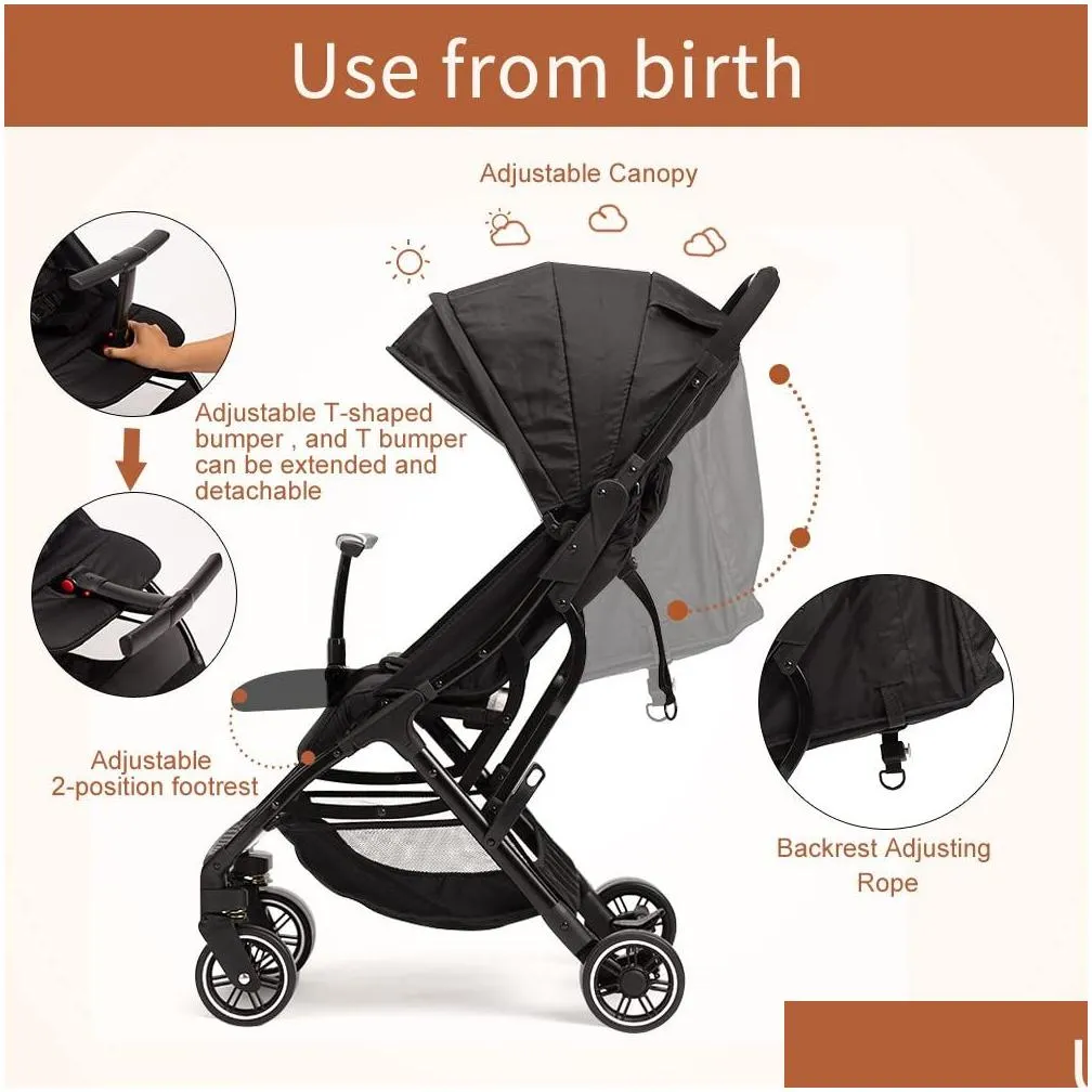 Strollers# Compact Umbrella Stroller For Airplane One-Hand Folding Baby Newborn Infant W/Adjustable Backrest/ Drop Delivery Baby, Kids Otmzj