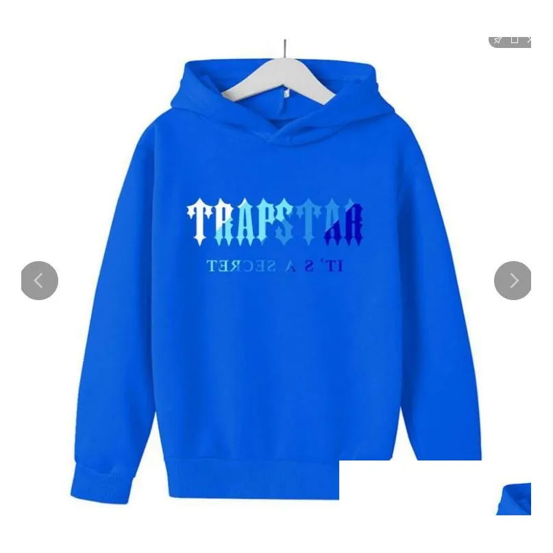 Clothing Sets Tracksuit Trapstar Kids Designer Clothes Baby Printed Sweatshirt Mticolors Warm Two Pieces Set Hoodie Coat Pants Fasion Ott3D