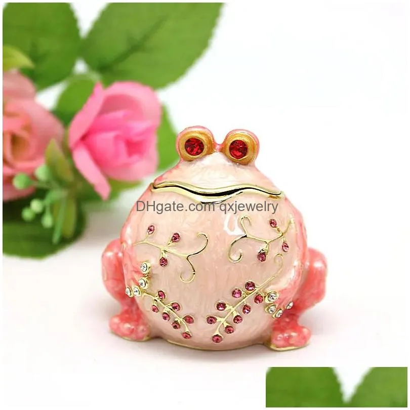 Belly Chains Shinnygifts Home Decor Gifts Cute Frog Jewelry Box With Czech Crystals Metal Trinket Drop Delivery Body Dhs1Q