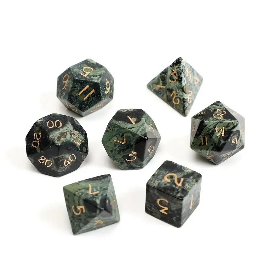 Natural Kambaba Jasper Polyhedral Loose Gemstones Dice 7pcs Set Dungeons & Dragons Stone Dice Set DND RPG Games Ornaments Spot Goods Wholesale Accept