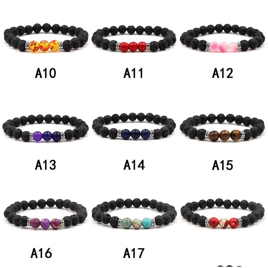 lava rock stone bead bracelet chakra charm natural stone essential oil diffuser beads chain for women men fashion crafts jewelry