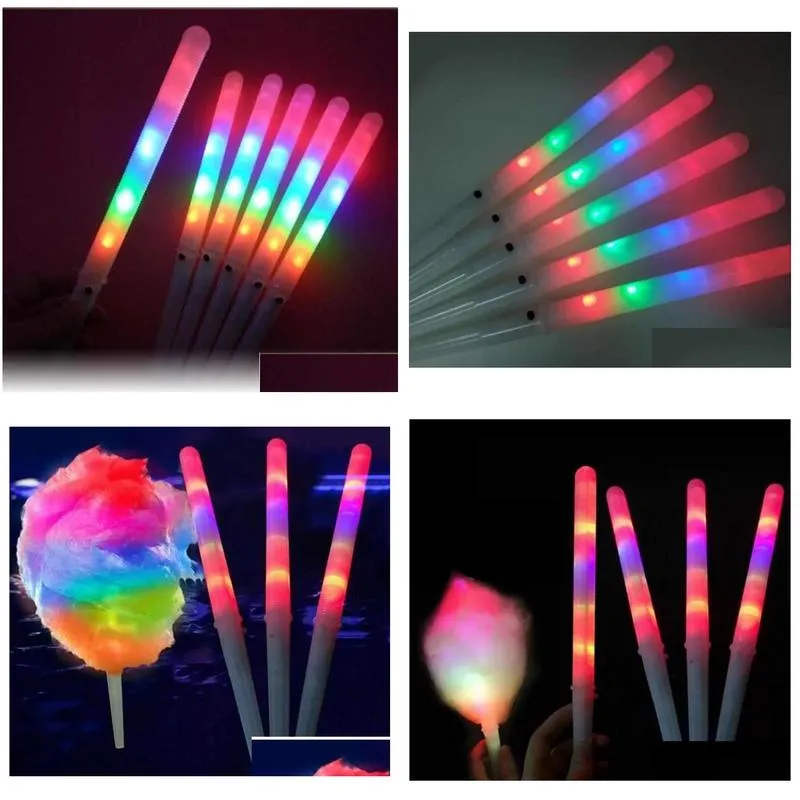 Led Gadget 2021 New 28175Cm Colorf Light Stick Flash Glow Cotton Candy Flashing Cone For Vocal Concerts Night Parties Drop Delivery E Dhktt