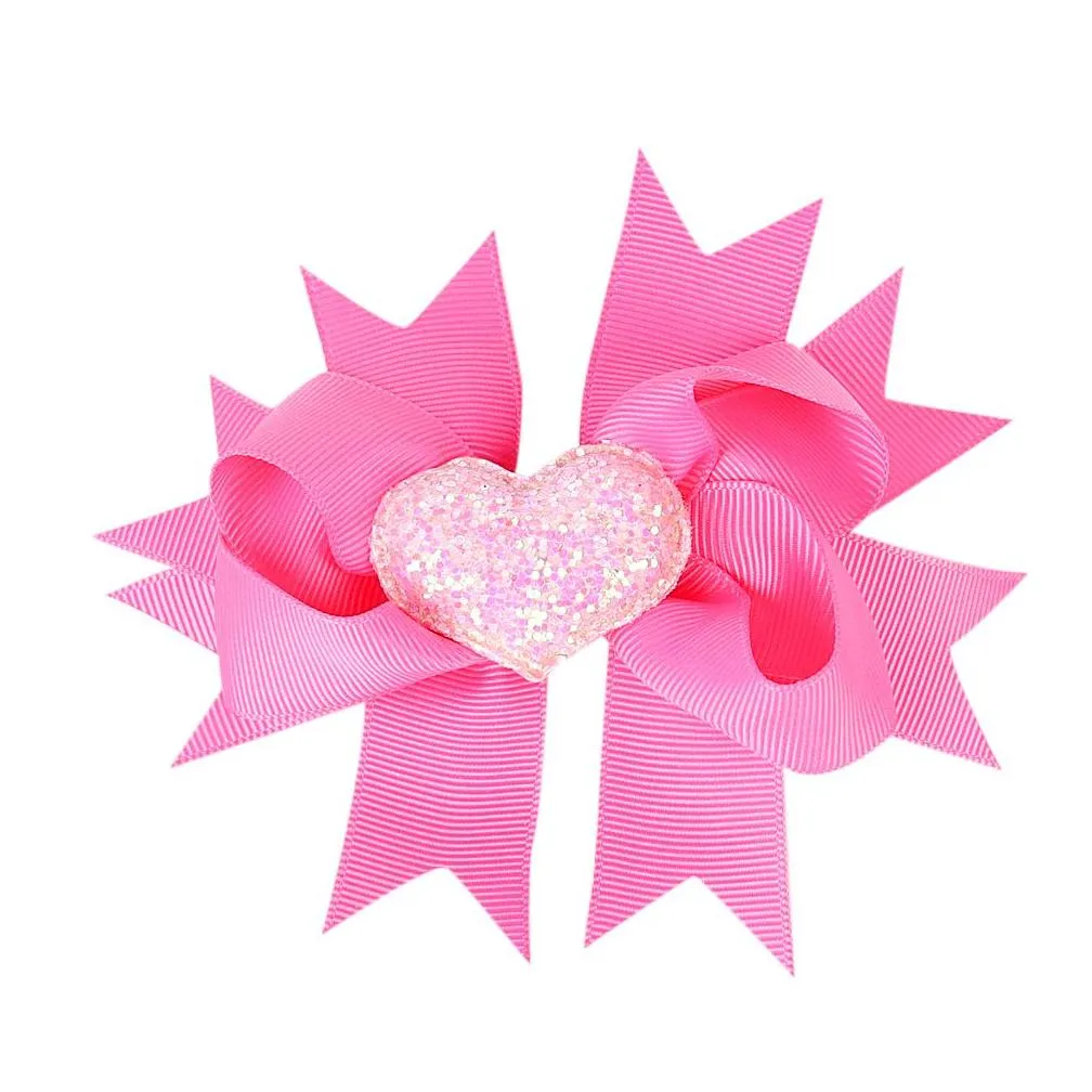 Baby Barrettes Bow Girls Hair Clips Accessories Valentine`s Day Heart Print Bowknot Clip Kids Grosgrain Ribbon Dots Hairpins for Toddler