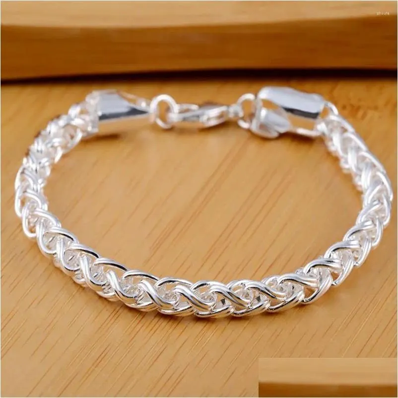 Charm Bracelets 6mm Round Twist Men On Hand Fine Silver Color Jewelry Fashion Luxury Quality Accessories 2024 Trend Wholesale