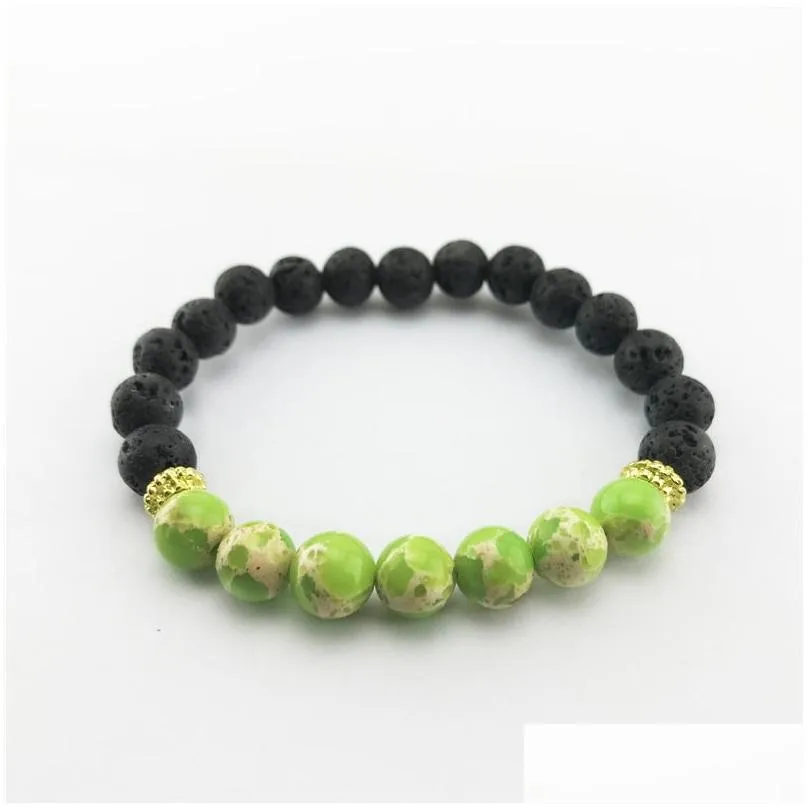 natural chakra stones bracelet black volcanic lava beads bracelet yoga healing reiki prayer balance buddha bracelets charms fashion