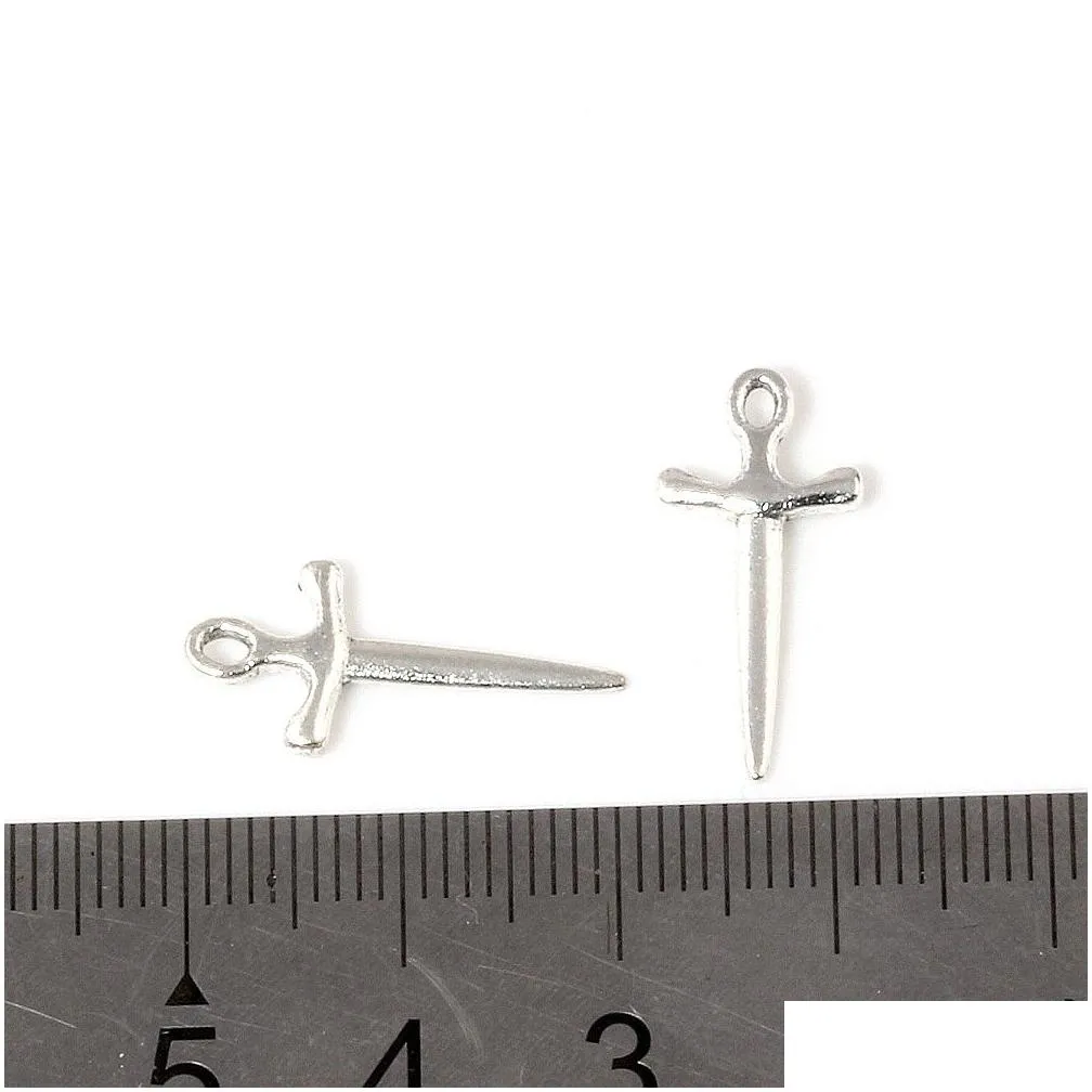 Charms 500Pcs Alloy Cross Sword Pendants For Jewelry Making Bracelet Necklace Diy Accessories 9.5X20.5Mm Drop Delivery Findings Compon Dhgru