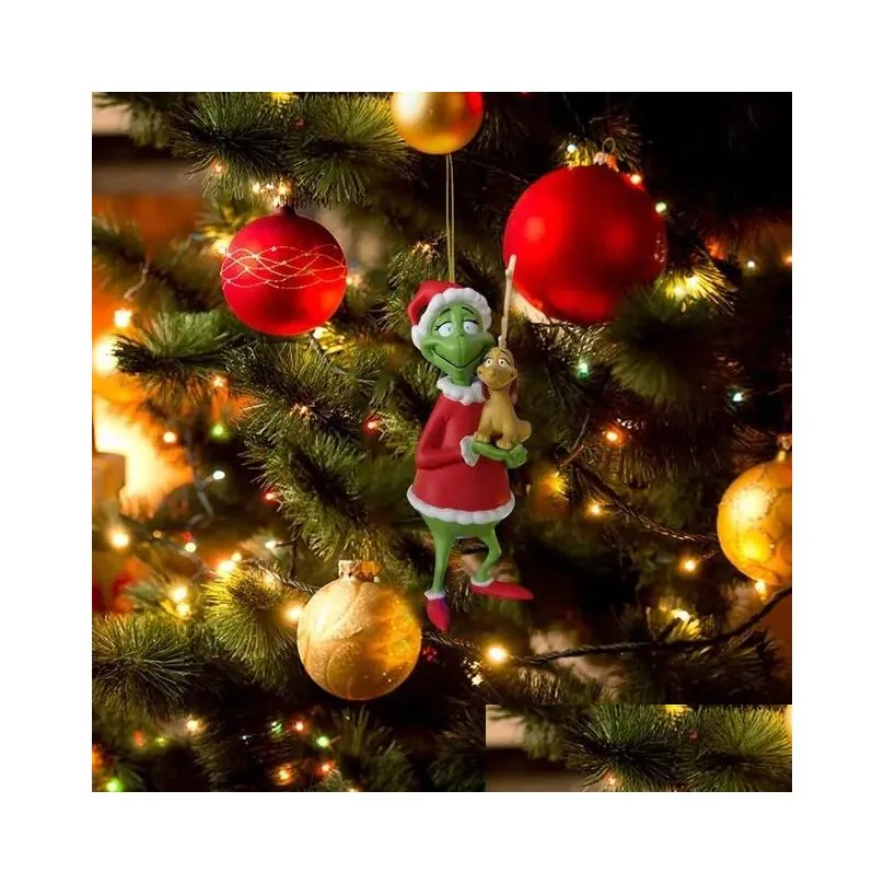 Christmas Elf Doll Green Hair Monster Dolls Christmas Tree Pendant 2024 For Home New Year Decor