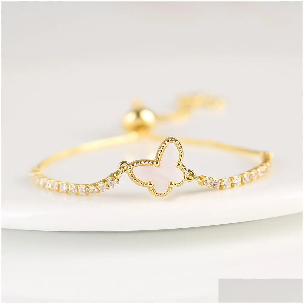 animal butterfly charm bracelets fashion design crystal rhinestone tennis chain bangles for women gold plated copper bracelet christmas party jewelry