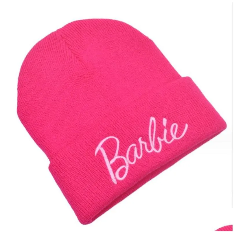 Fashion Letter Embroidery Girl Women Beanie Winter Protecting Ears Cute Knitted Warm Hat Outwear