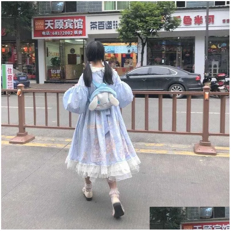 Autumn Japanese kawaii female dress big size Preppy casual uniform long sleeve princess Vintage ball gown Lolita 210608